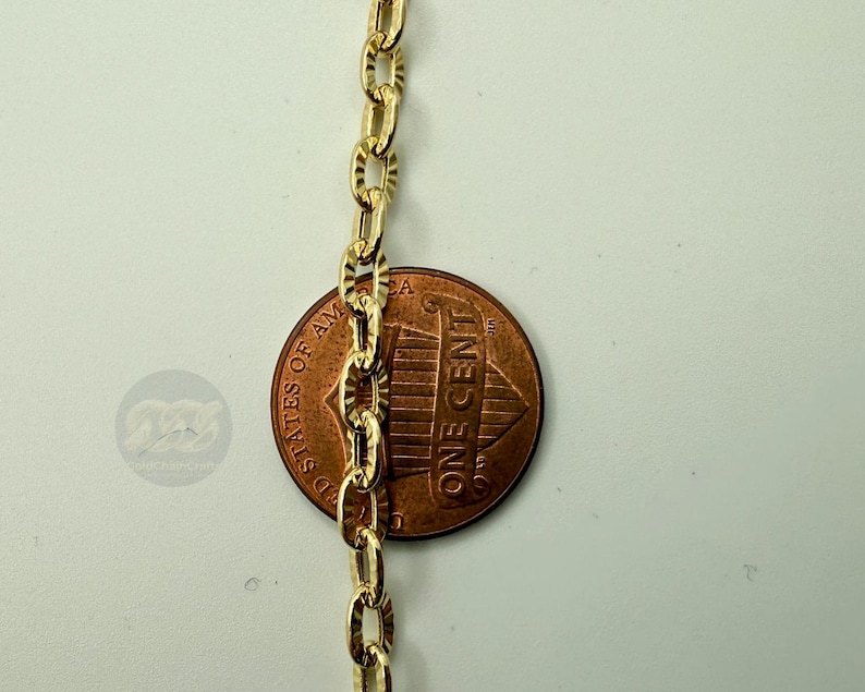 14k Solid Gold Bracelet: 4mm Diamond Cut Cable Chain Wrist Jewelry