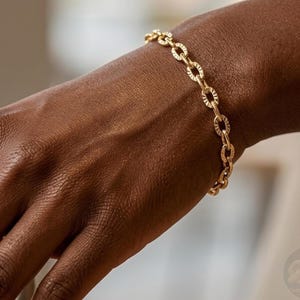 14k Solid Gold Bracelet: 4mm Diamond Cut Cable Chain Wrist Jewelry