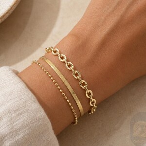 14k Solid Gold Bracelet: 4mm Diamond Cut Cable Chain Wrist Jewelry
