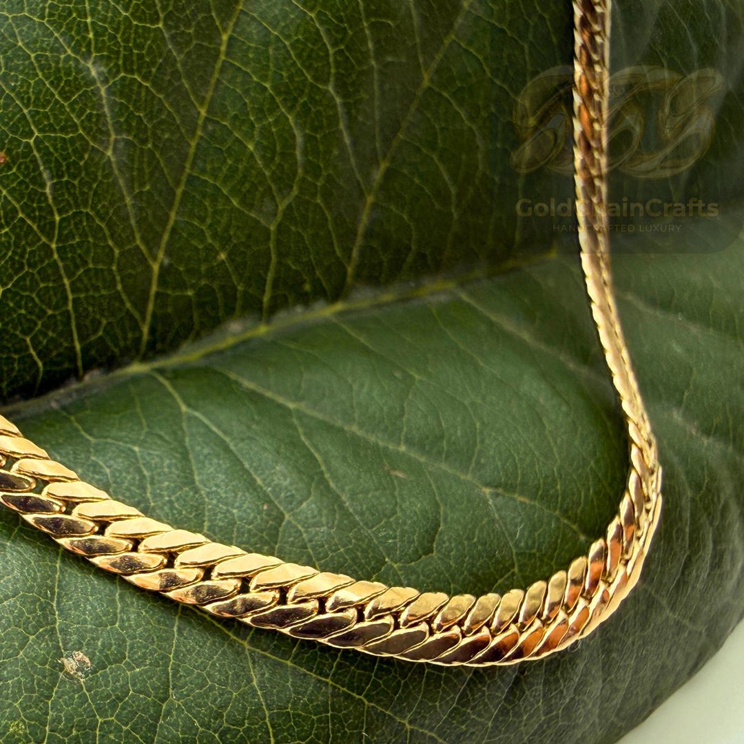 14k Solid Gold Herringbone Chain Necklace - Etsy UK