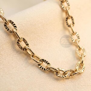 14k Solid Gold Bracelet: 4mm Diamond Cut Cable Chain Wrist Jewelry