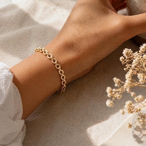 14k Solid Gold Bracelet: 4mm Diamond Cut Cable Chain Wrist Jewelry