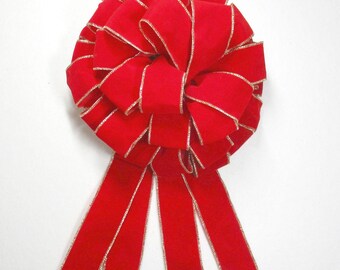 Tree Topper Bow / Outdoor Bow / Waterproof Bow / Red Velvet Christmas Bow: Outdoor Wreath Decor / Mailbox Bow