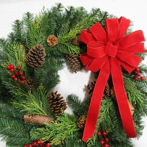 Waterproof Bow / Outdoor Bow / Red Velvet Bow / Christmas Bow / Wreath Bow / Red Bow / Tree Topper Bow