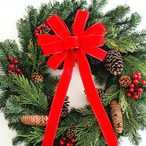 OUTDOOR BOW / Waterproof Bow / Red Velvet Bow / Christmas Bow / Wreath Bow / Red Bow / Tree Topper Bow