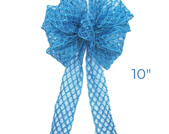 Glitter Christmas Bow: Wired Edge Wreath Bow, Tree Topper