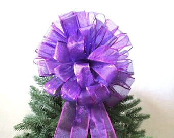 Purple Bow, Christmas Bow, Wreath Bow, Tree Topper Bow