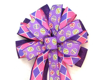 Easter Bow / Easter Egg Bow / Pink & Purple Bow