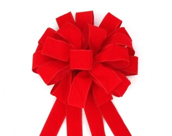 Waterproof Red Velvet Bow: Outdoor Christmas Wreath Tree Topper