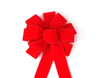 Waterproof Bow / Outdoor Bow / Red Velvet Bow / Christmas Bow / Wreath Bow / Red Bow / Tree Topper Bow