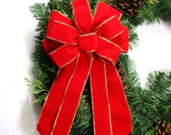 Waterproof Red Velvet Bow: Outdoor Christmas Wreath Bow / Waterproof Bow