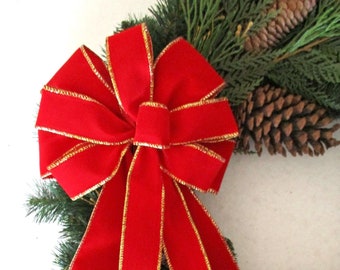 OUTDOOR BOW / Waterproof Bow / Red Velvet Bow / Christmas Bow / Wreath Bow / Red Bow