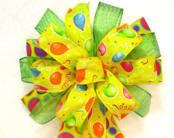 Birthday Balloon Bow: Lime & Yellow Party Decoration