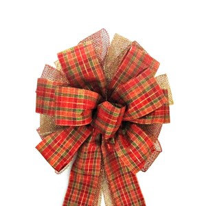 Orange Plaid Christmas Tree Bow: Autumn Decor