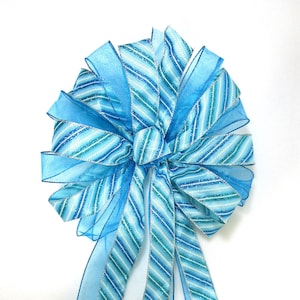 Blue Bow, Turquoise Bow, Aqua Blue Bow, Christmas Bow, Tree Topper Bow, Wreath Bow