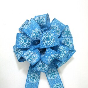 Turquoise Bow / Blue Bow /  Wreath Bow / Christmas Bow / Snowflake Bow / Tree Topper Bow / Christmas Tree Topper, Turquoise Christmas Bow