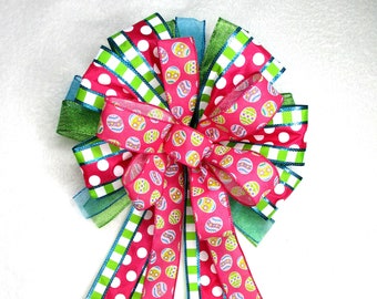 Easter Bow / Easter Egg Bow / Pink & Lime Bow