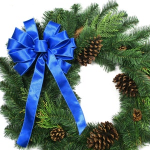 Blue Bow, Royal Blue Bow, FIVE SIZES AVAILABLE, Tree Topper Bow, Wreath Bow, Christmas Bow