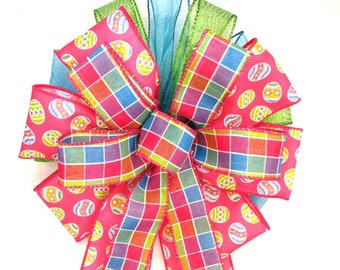 Easter Bow / Easter Egg Bow / Pink & Lime Bow
