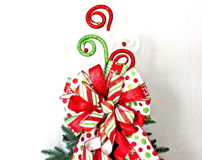 Christmas Bow / Tree Topper Bow / Christmas Tree Bow / Wreath Bow / Red