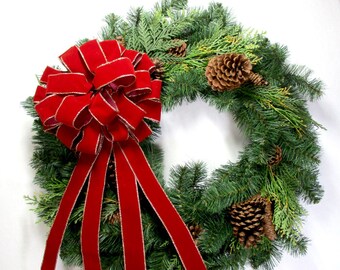 Waterproof Red Velvet Christmas Bow: Outdoor Wreath Decor, Cranberry Bow, Wreath Bow