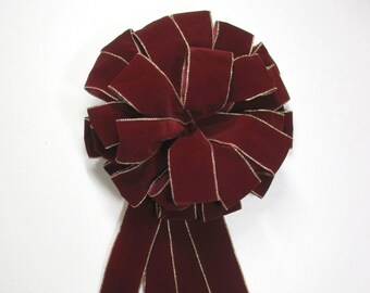Waterproof Velvet Burgundy Christmas Bow, Burgundy Bow, Velvet Bow, Outdoor Bow, Wreath Decor