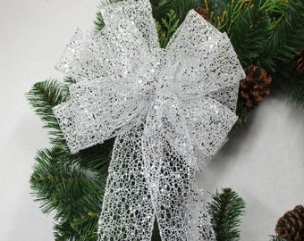 Silver Bow / Wreath Bow / Christmas Bow / Wedding Bow