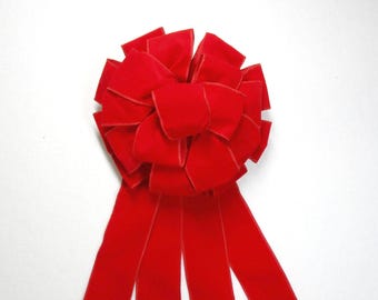 Waterproof Red Velvet Bow: Outdoor Christmas Wreath Bow / Cherry Bow