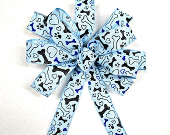 Dog Bow / Dog Bone Bow / Paw Print Bow / Blue Bow / Pink Bow / Puppy Bow / Christmas Bow / Wreath Bow / Cat Bow