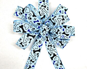 Dog Bone & Paw Print Bow: Wired Ribbon Wreath Accent