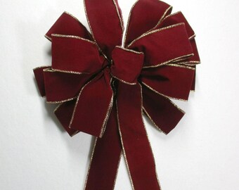 Waterproof Velvet Burgundy Christmas Bow, Burgundy Bow, Velvet Bow, Outdoor Bow, Wreath Decor