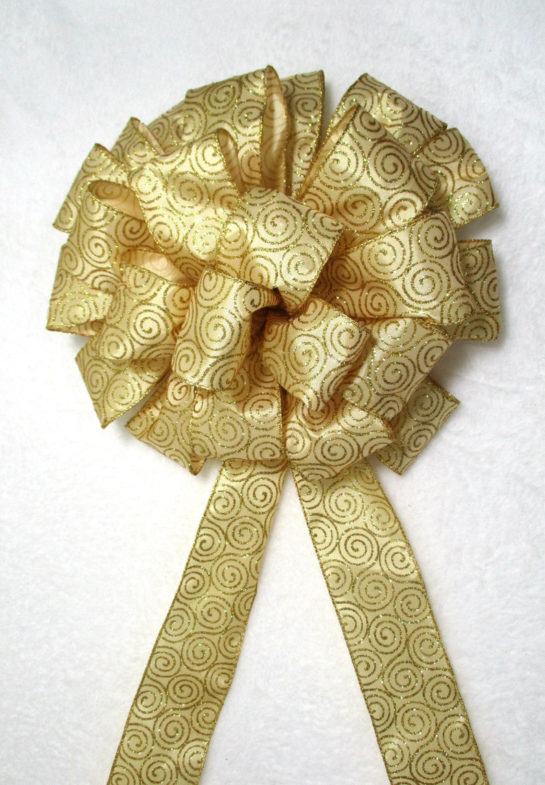 Gold Bow / Christmas Bow / Wreath Bow / Extra Full Bow Etsy