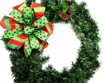 Lazo caprichoso rojo y verde, lazo navideño, lazo de corona, lazo caprichoso, lazo rojo y verde, lazo divertido