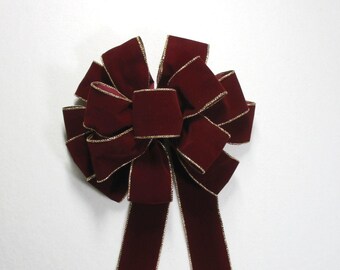 Waterproof Velvet Burgundy Christmas Bow, Burgundy Bow, Velvet Bow, Outdoor Bow, Wreath Decor