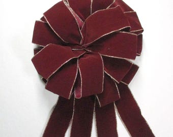 Waterproof Velvet Burgundy Christmas Bow, Burgundy Bow, Velvet Bow, Outdoor Bow, Wreath Decor