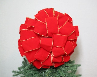 Tree Topper Bow / Outdoor Bow / Waterproof Bow / Red Velvet Christmas Bow: Outdoor Wreath Decor / Mailbox Bow