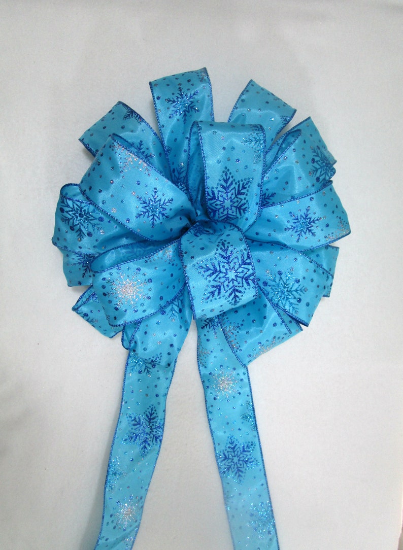 Christmas Bow Blue Bow Tree Topper Bow Wreath Bow Etsy