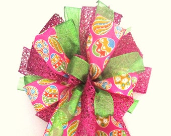 Easter Bow / Pink and Green Bow / Pink & Lime Bow / Easter Eggs