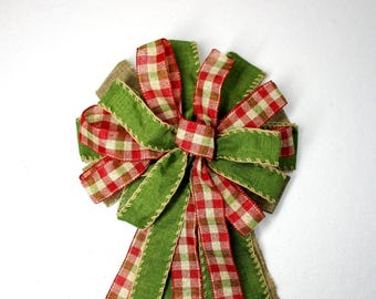 Plaid Christmas Bow: Red, Green, and Olive Wreath Decor