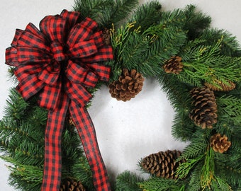 Buffalo Plaid Christmas Bow: Red and Black Wreath Decor