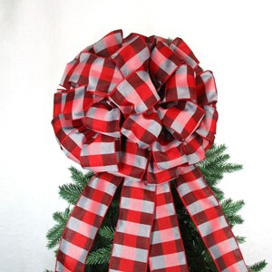 Red and Black Buffalo Plaid Bow, Christmas Bow, Buffalo Plaid Bow, Wreath Bow, Christmas Tree Bow, Farmhouse Bow