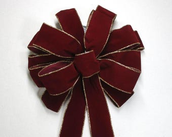 Waterproof Velvet Bow / Burgundy Christmas Bow / Burgundy Bow / Velvet Bow / Outdoor Bow / Wreath Decor