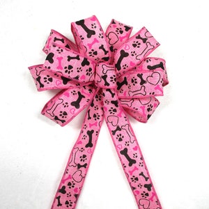 Dog Bow / Dog Bone Bow / Paw Print Bow / Pink Bow / Puppy Bow / Cat Bow / Christmas Bow / Wreath Bow image 2