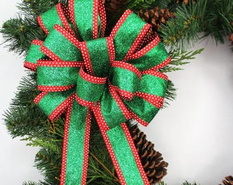Lazo navideño, lazo para corona, lazo rojo y verde