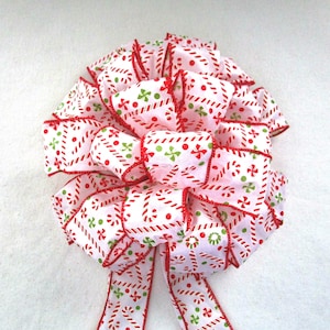 Christmas Bow / Candy Cane Bow / Wreath Bow / Tree Topper Bow / Christmas Tree Bow