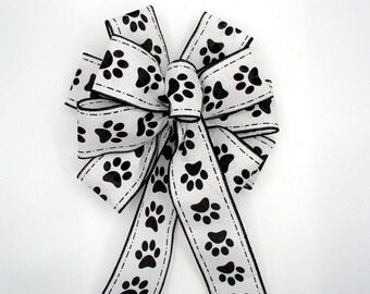 Paw Print Dog Bow: Wired Edge Pet Bow