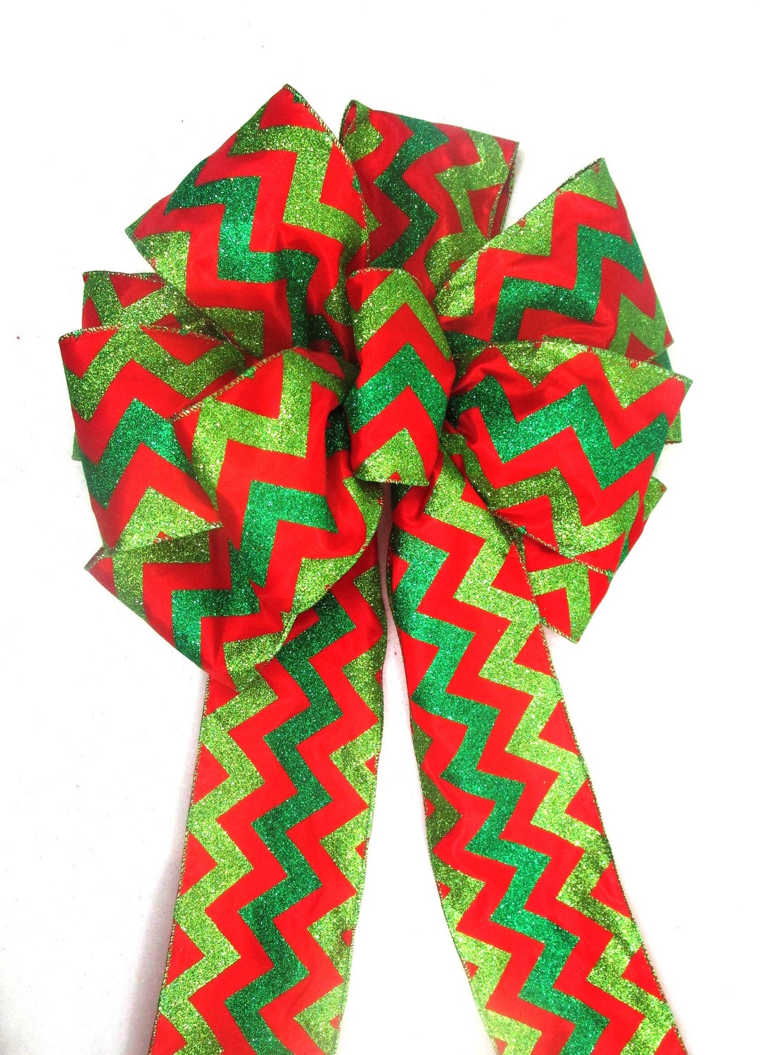 Extra Large Christmas Bow / Red and Green Bow / Tree Topper Bow / Extra