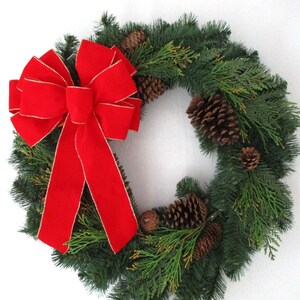 OUTDOOR BOW / Waterproof Bow / Red Velvet Bow / Christmas Bow / Wreath Bow / Red Bow / Tree Topper Bow