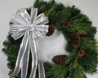 Silver Gray Bow: Wired Edge Wedding Christmas Decor