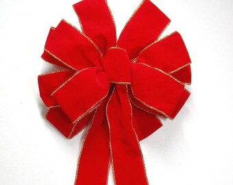 Waterproof Red Velvet Christmas Bow, Outdoor Wreath Decor